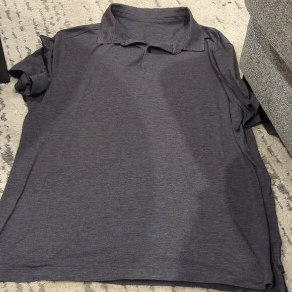 Lululemon Evolution Short Sleeve Polo Shirt *Pique Fabric Heathered Black - Picture 7 of 9